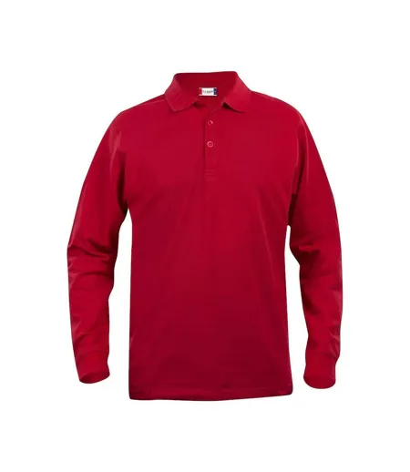 Mens Classic Lincoln Long-sleeved Polo Shirt Red Clique