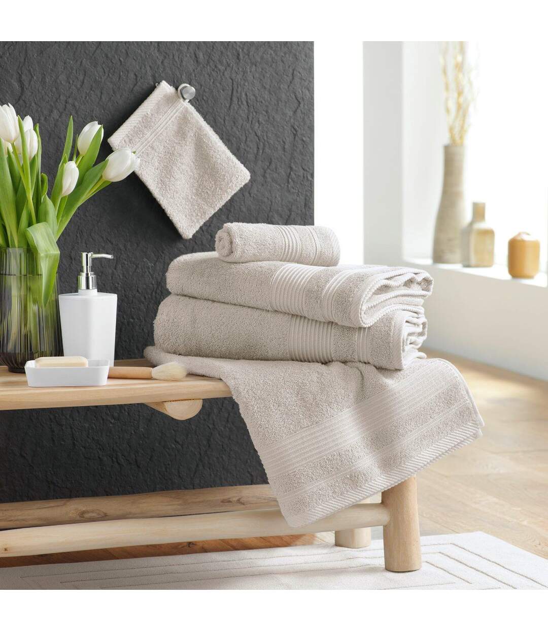 Lot de 2 Gants de Toilette Tendresse 15x21cm Lin-4