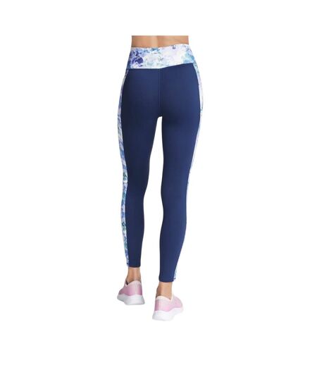Womens/ladies Gowalk Seascape Floral High Waist Leggings Purple Turquoise Skechers