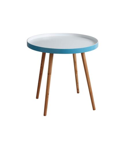 Table d'appoint en bois et MDF laqué bleu