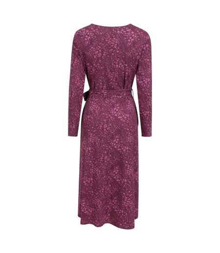 Womens/ladies santorini floral long-sleeved midi dress burgundy Mountain Warehouse