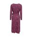 Womens/ladies santorini floral long-sleeved midi dress burgundy Mountain Warehouse