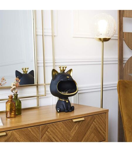 Vide-Poche Statue Chat 25cm Noir