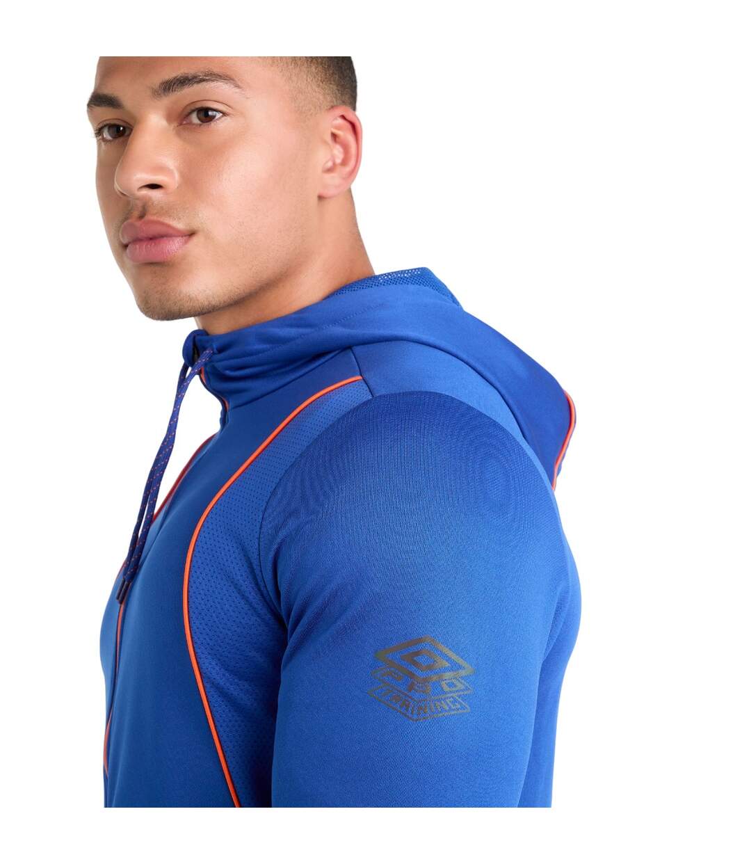 Mens Pro Training Full Zip Hoodie Deep Surf Vermillion Orange Umbro-4