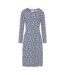 Womens/ladies Buttercups Tie Back Long-sleeved Midi Dress Blue White Lazy Jacks-4
