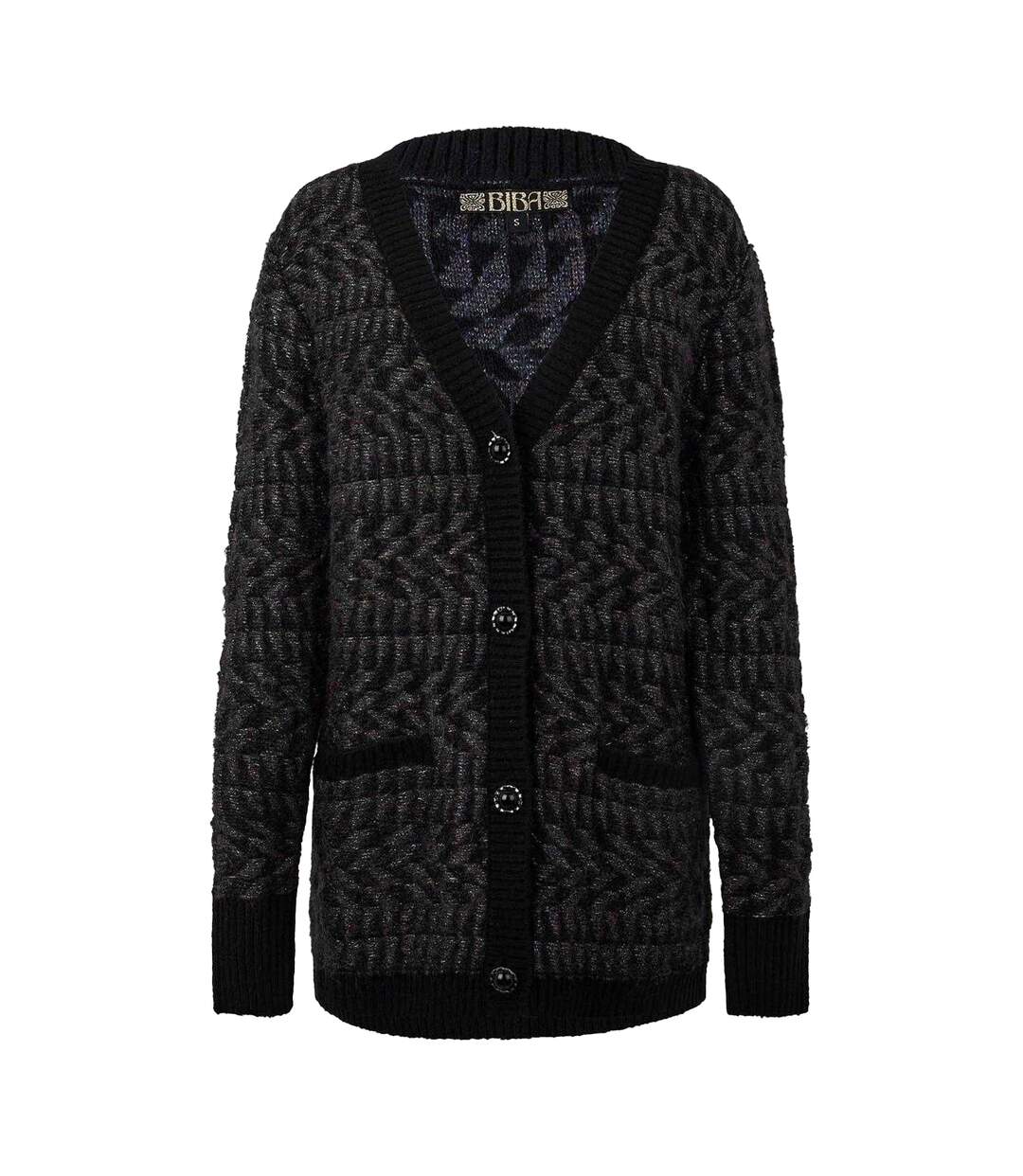 Womens/ladies Geometric Knitted Cardigan Metallic Multicoloured Biba-2