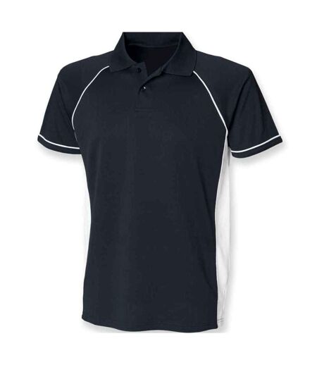Finden & Hales Mens Performance Contrast Panel Polo Shirt (Navy/White)