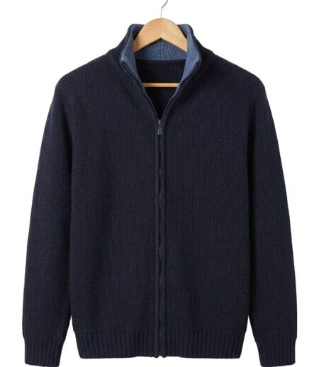 CHALLENGER CELTIC1 — Gilet cardigan zippé bleu marine : la chaleur naturelle de la laine