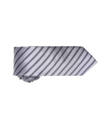 Unisex adult double stripe tie one size silver/dark grey Premier