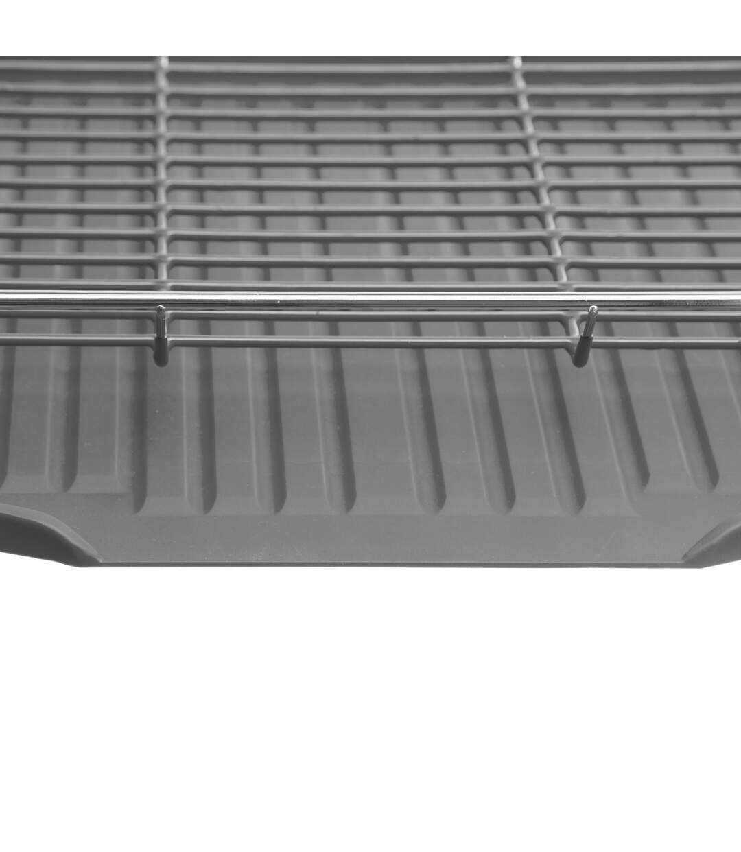 Egouttoir 2 niveaux en métal et polypropylène - Gris-3