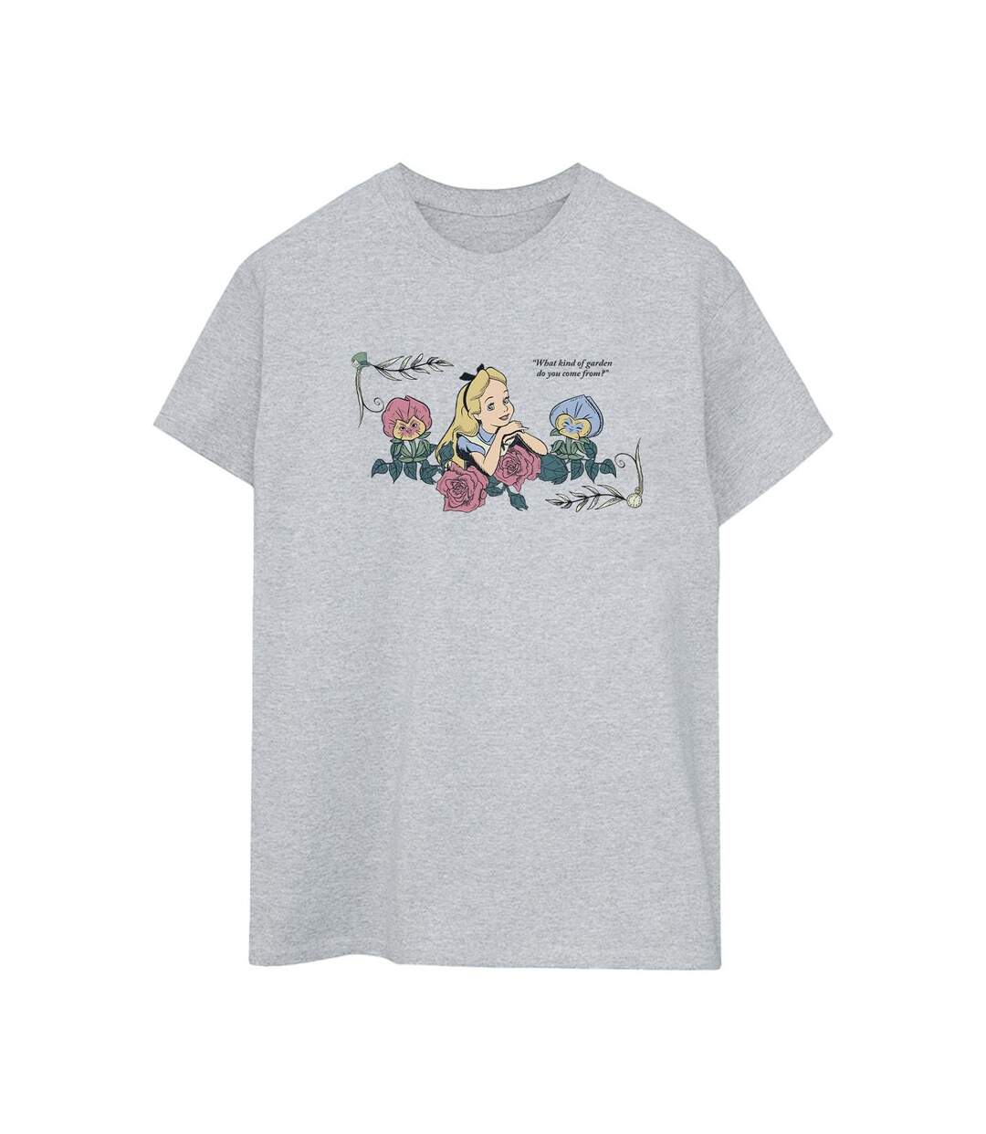 Disney - T-shirt ALICE IN WONDERLAND WHAT KIND OF GARDEN - Femme (Gris sportif) - UTBI8911-1