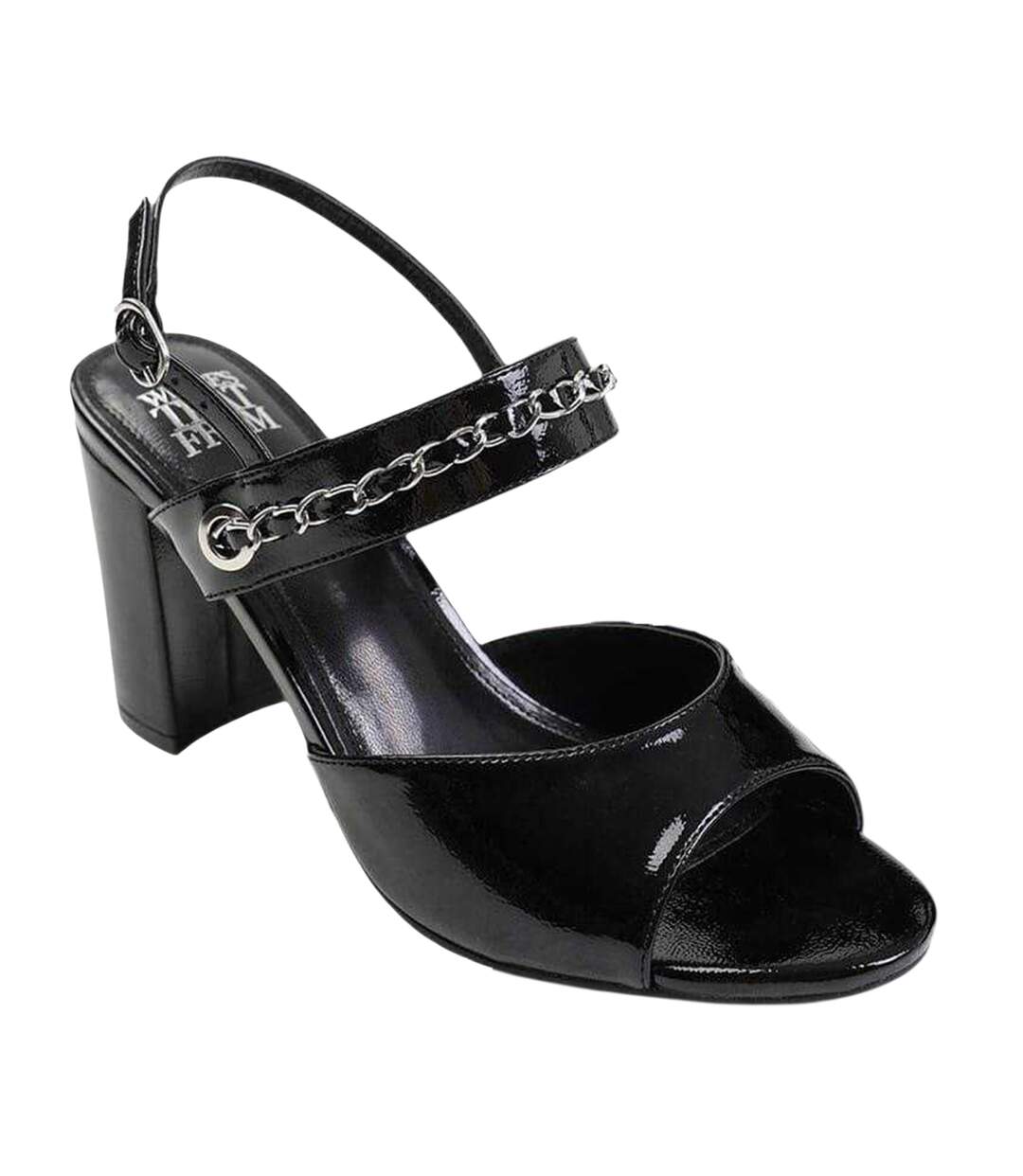 Sandales Motif/style Détail De Chaîne Femme Noir Verni Where's That From-1