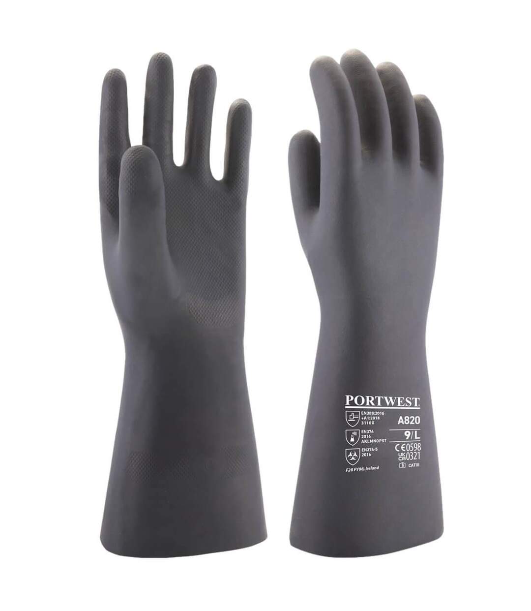 Unisex adult a820 neoprene chemical gauntlet s black Portwest-1