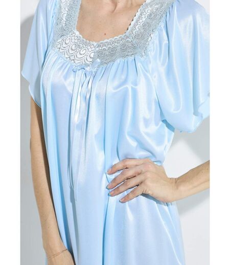 Chemise de nuit satinée longue antistatique dentelle