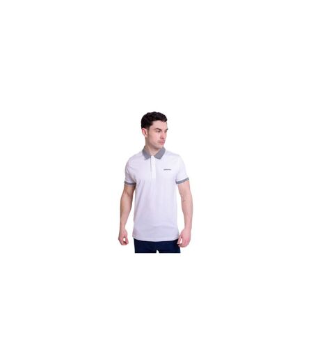 Mens Two Tone Badge Polo Shirt White Lambretta