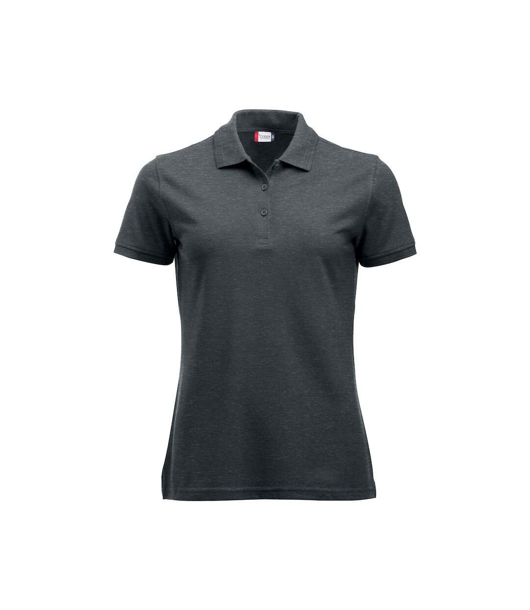 Womens/ladies Manhattan Melange Polo Shirt Anthracite Melange Clique-1