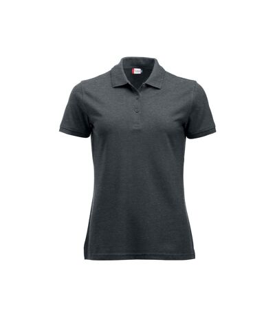 Womens/ladies Manhattan Melange Polo Shirt Anthracite Melange Clique