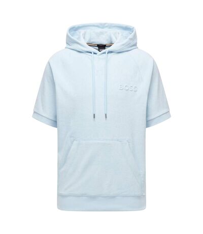Mens Sealy 09 Hooded Short-sleeved Sweatshirt Light Blue Boss