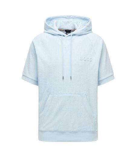 Mens Sealy 09 Hooded Short-sleeved Sweatshirt Light Blue Boss