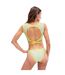 Womens/ladies Horizontal Stripe Bikini Top Yellow Speedo-4