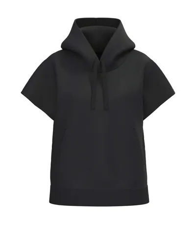 Womens/ladies French Terry Short-sleeved Hoodie Black Native Spirit