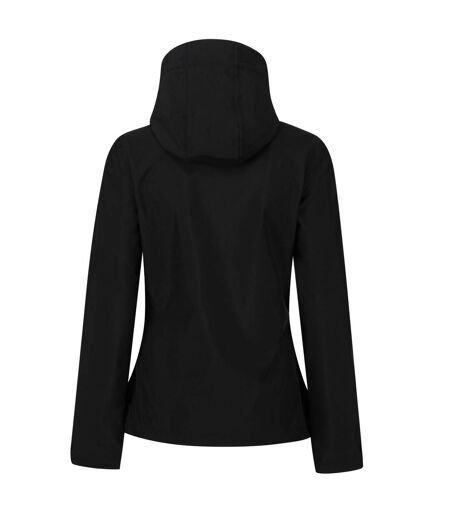 Womens/ladies Venturer 3 Layer Hooded Soft Shell Jacket Black Red Regatta