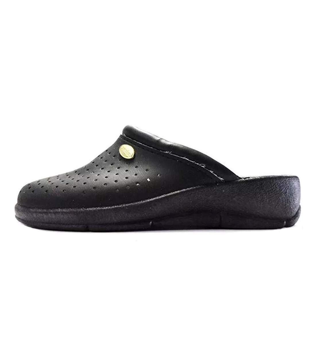 Womens/ladies leather clogs black Dek-2