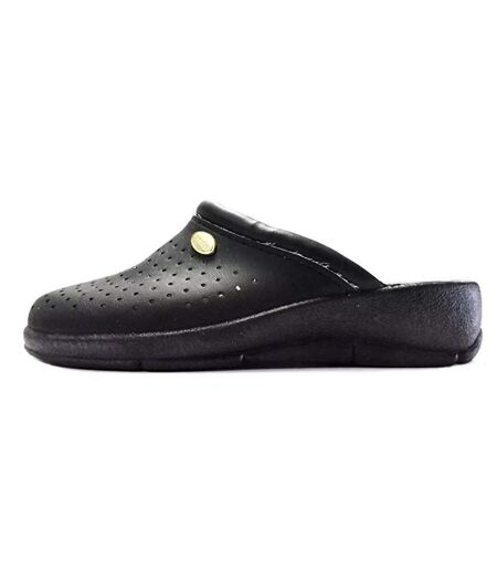 Womens/ladies leather clogs black Dek