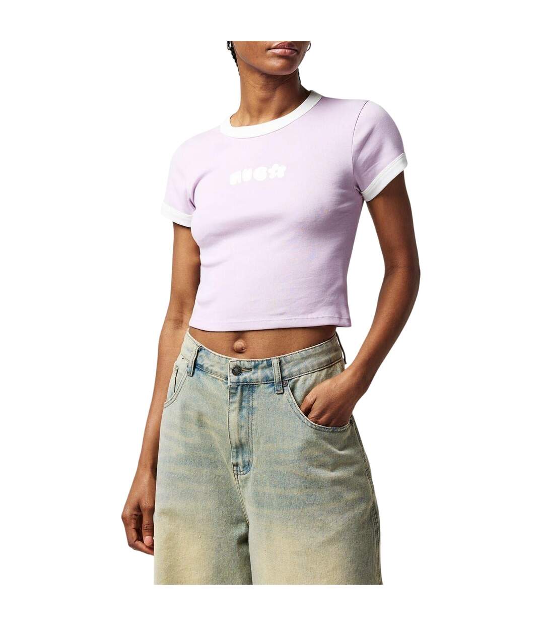 T-shirt Court Femme Violet Pastel Hugo-3