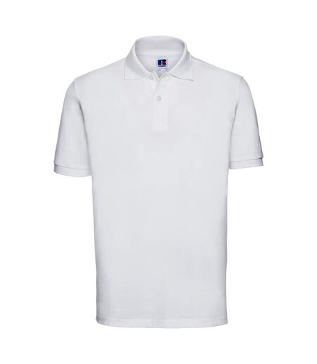 Russell Mens 100% Cotton Short Sleeve Polo Shirt (White)