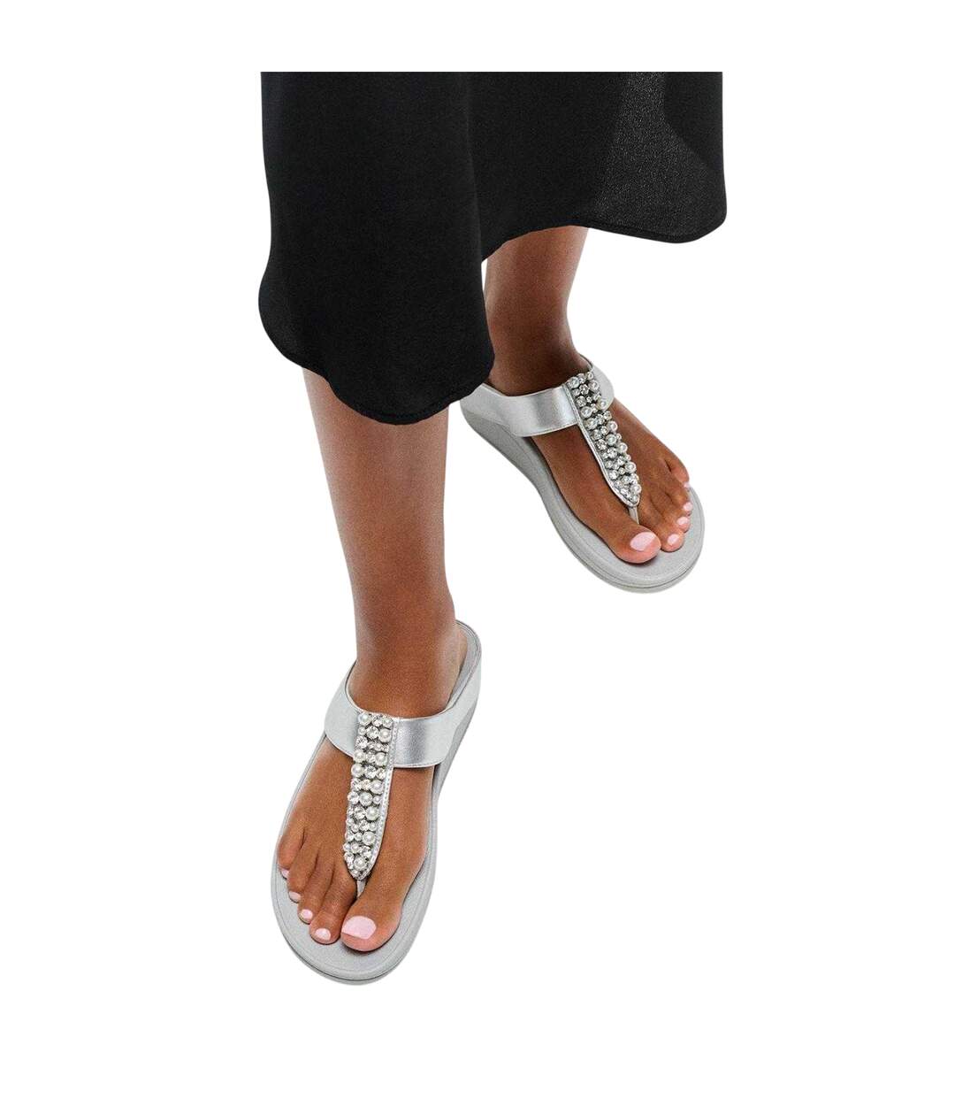 Womens/ladies Fino Leather Sandals Silver Fit Flop-3
