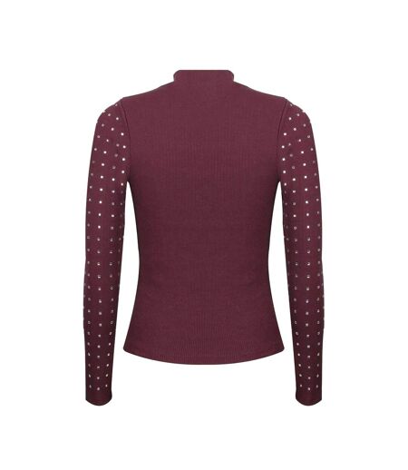 Womens/ladies Diamante Ribbed Track Top Fig Biba