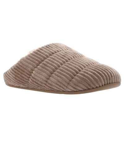 Womens/ladies chrissie corduroy fleece lined slippers mink FitFlop