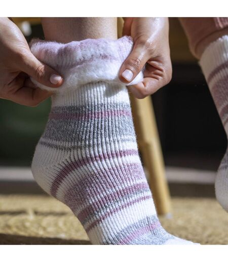 Ladies Winter Varied Stripe Patterned  Thermal Socks for Winter