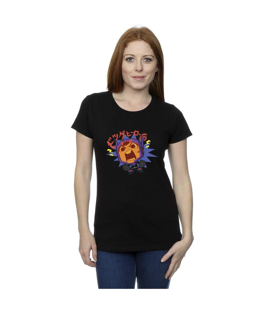 Disney Femme/Les femmes Big Hero 6 Baymax Hiro Angry Manga Cotton T-Shirt (Noir) - UTBI48407-2