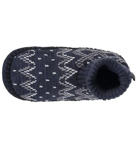 Isotoner Chaussettes d'intérieur homme maille jacquard, picots antidérapants