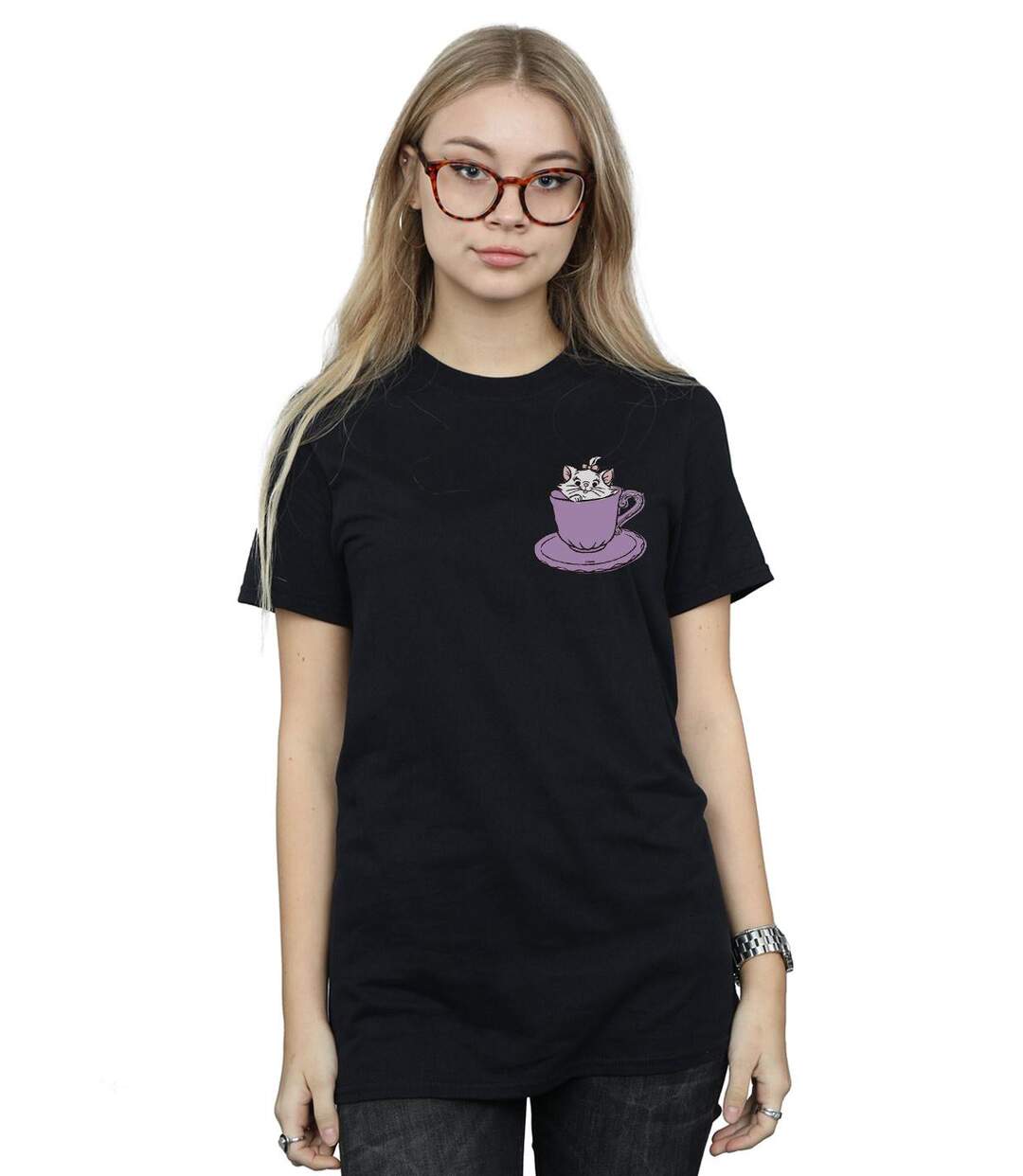 Disney - T-shirt ARISTOCATS MARIE IN CUP BREAST PRINT - Femme (Noir) - UTBI17431-2