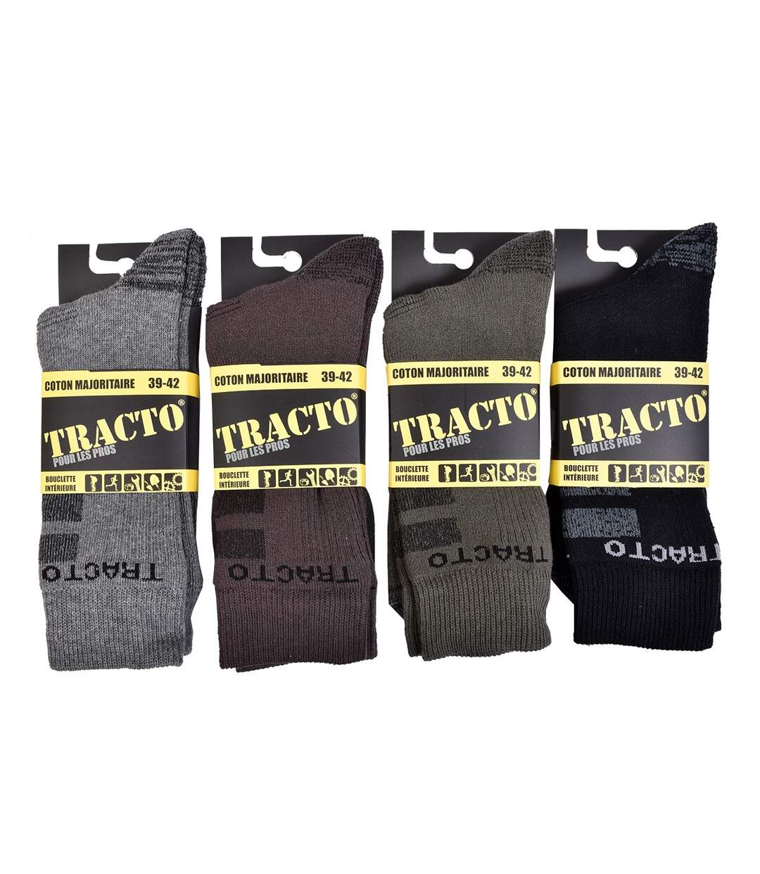 Chaussettes de Travail TRACTO pour Homme Résistance et Qualité Pro Pack de 4 TRACTO Couleurs-2