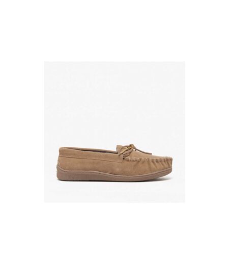 Sleepers Mens Adie Real Suede Moccasin Slippers (Sand) - UTDF836