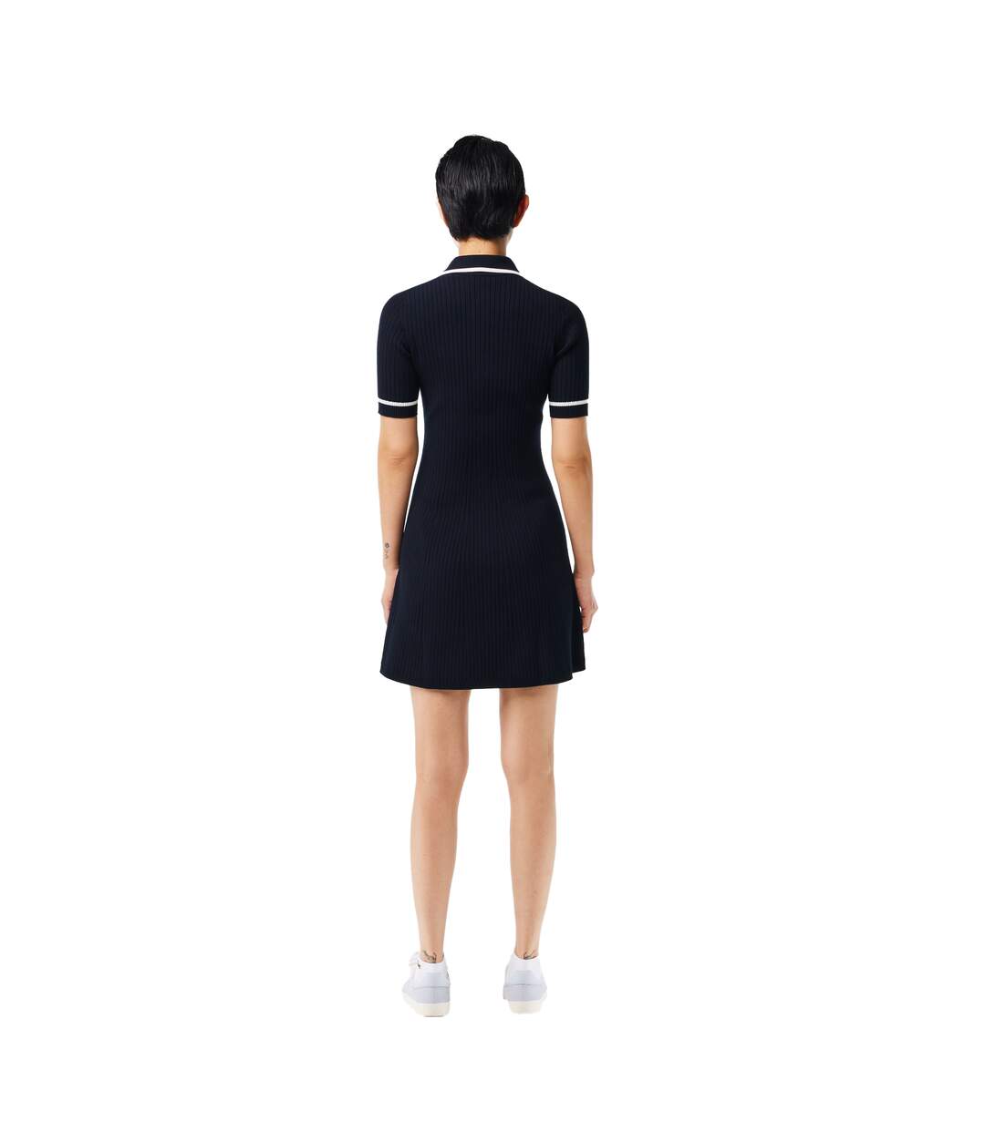 Womens/ladies Flared Seamless Polo Shirt Dress Blue Lacoste-3