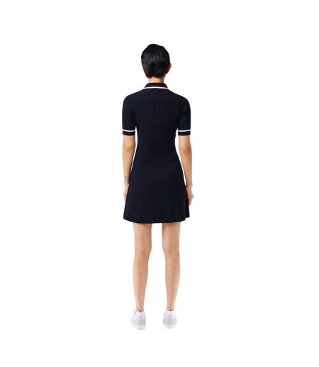 Womens/ladies Flared Seamless Polo Shirt Dress Blue Lacoste