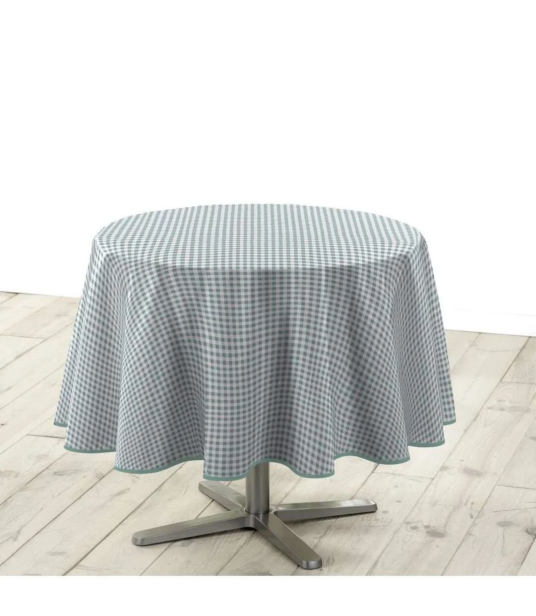 Nappe Ronde Mini Vichy 160cm Vert Sauge-1
