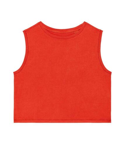 Native Spirit Womens/Ladies Faded Cropped Tank Top (Paprika Red)