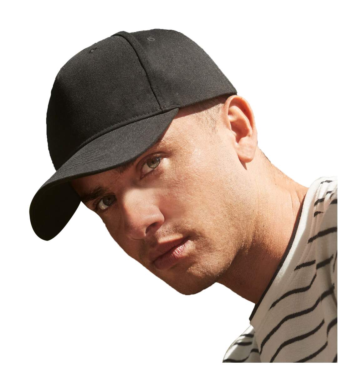 Unisex adult organic cotton 5 panel baseball cap black Beechfield-2
