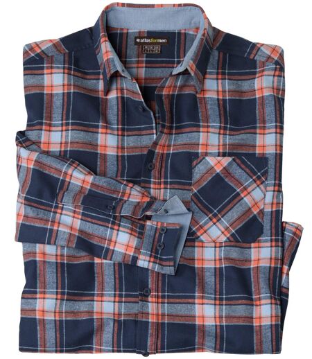 Chemise en flanelle homme - marine orange