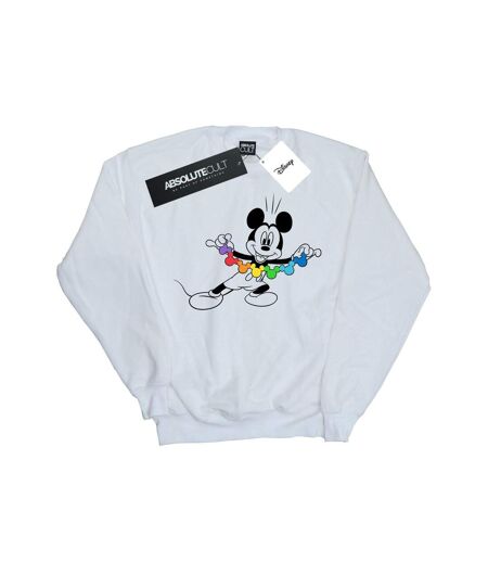 Disney Sweatshirt Mickey Mouse Rainbow Chain Womens/Ladies (Blanc) - UTBI28367