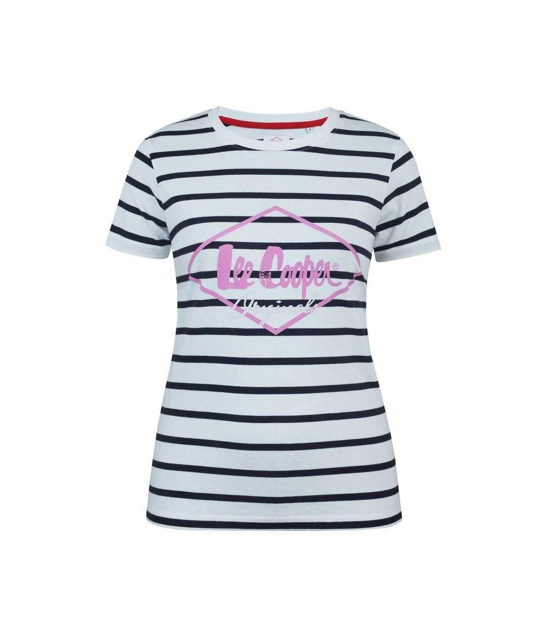 T-shirt Motif/style Losange Femme Noir Blanc Rose Lee Cooper-1