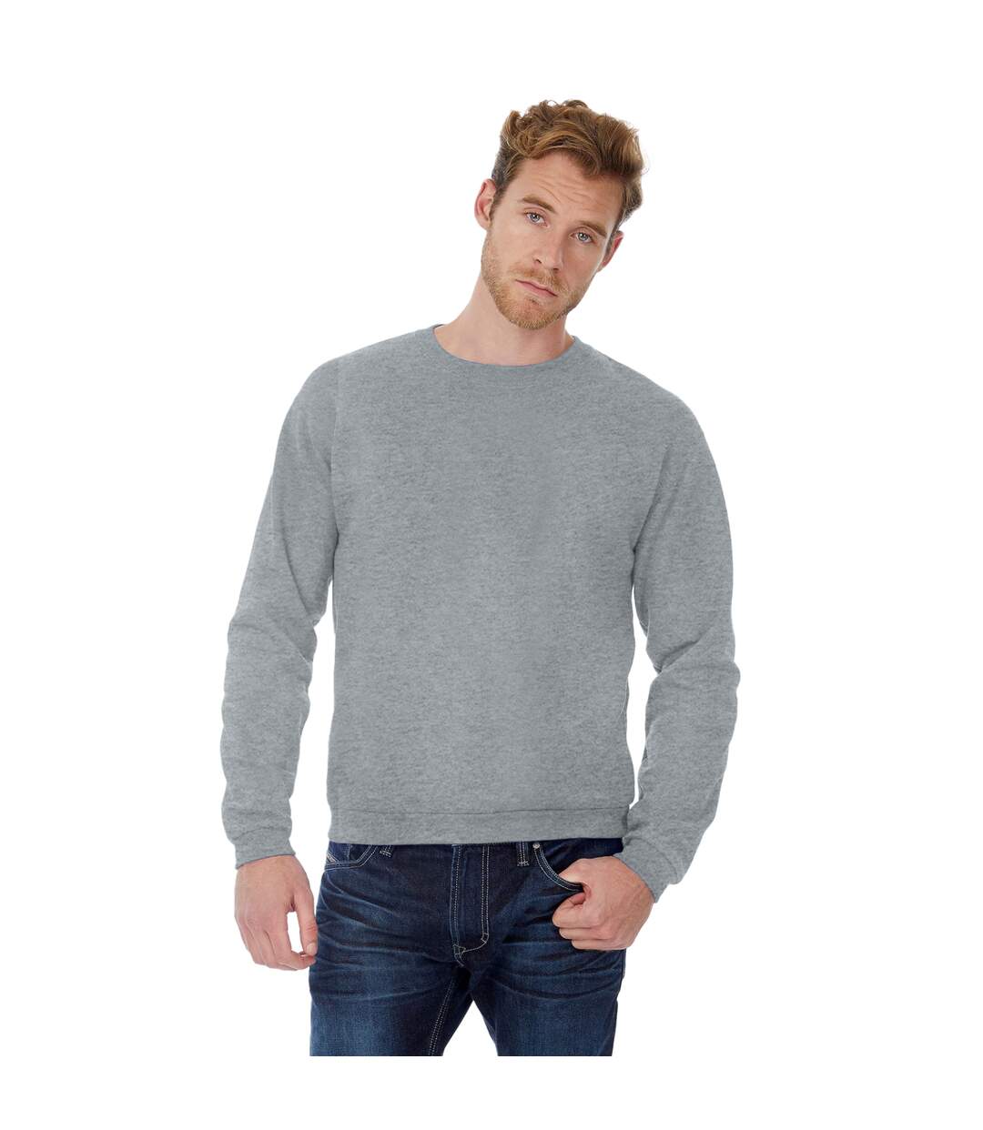 B&C Adults Unisex ID. 202 50/50 Sweatshirt (Heather Grey) - UTBC3647