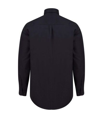 Henbury Mens Modern Long Sleeve Classic Fit Oxford Shirt (Black)