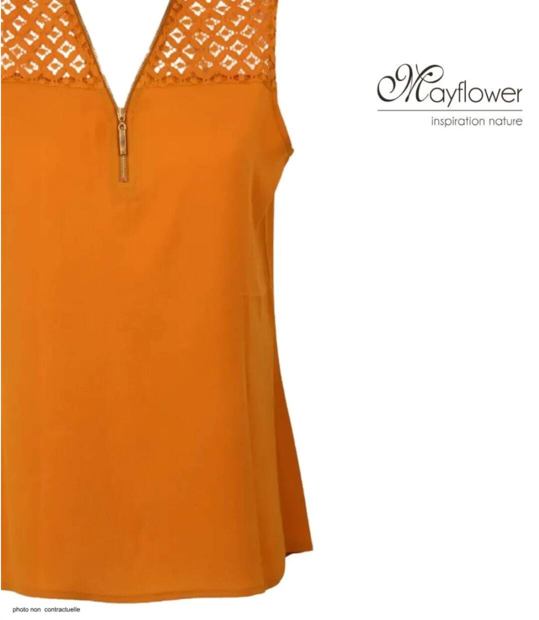Mayflower CHF3053B Top sans manches jaune en crêpe pour un look d'été lumineux-4